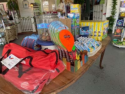 Gift shop with beach toys, t-shirts and more